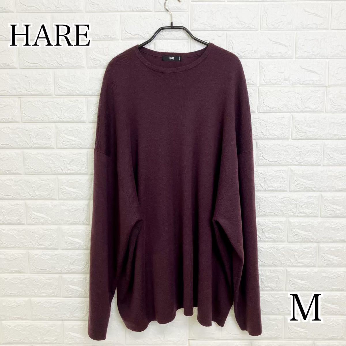 HARE Hare plain knitted sweater HA020043AD M size purple color purple free shipping 