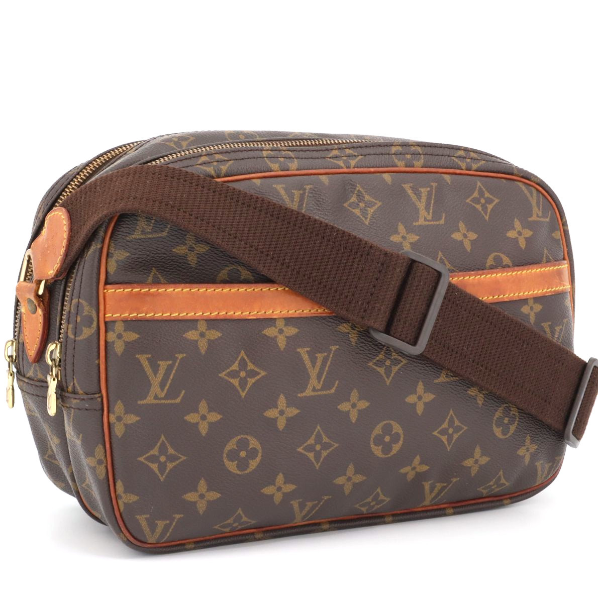 ルイヴィトン LOUIS VUITTON モノグラム リポーターPM ショルダーバッグ 斜め掛け ブラウン メンズ レディース レザー M45254_画像1