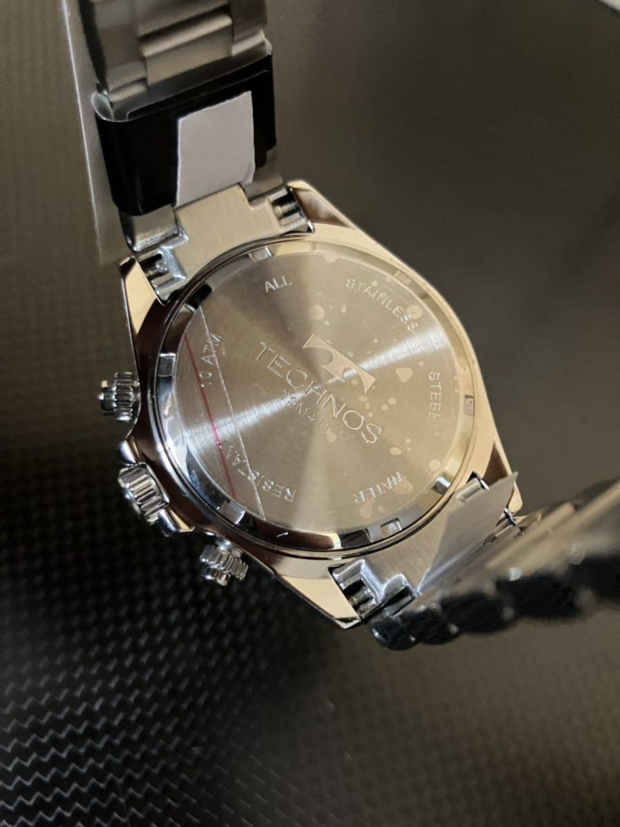 新品 TECHNOS TSM411クロノグラフ シルバー 腕時計 _画像6