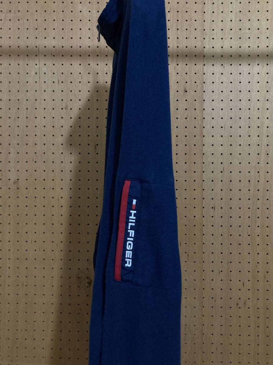 古着 TOMMY HILFIGER トミーヒルフィガー ハーフジップ ニット セーター プルオーバー コットン ネイビー 紺 メンズ 2XL XXL 大きいサイズ