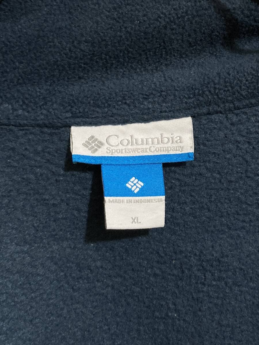 古着 00年代 00s Columbia コロンビア フリース ジャケット ジップアップ 無地 ネイビー 紺 メンズ 2XL XXL 大きいサイズ オーバーサイズ