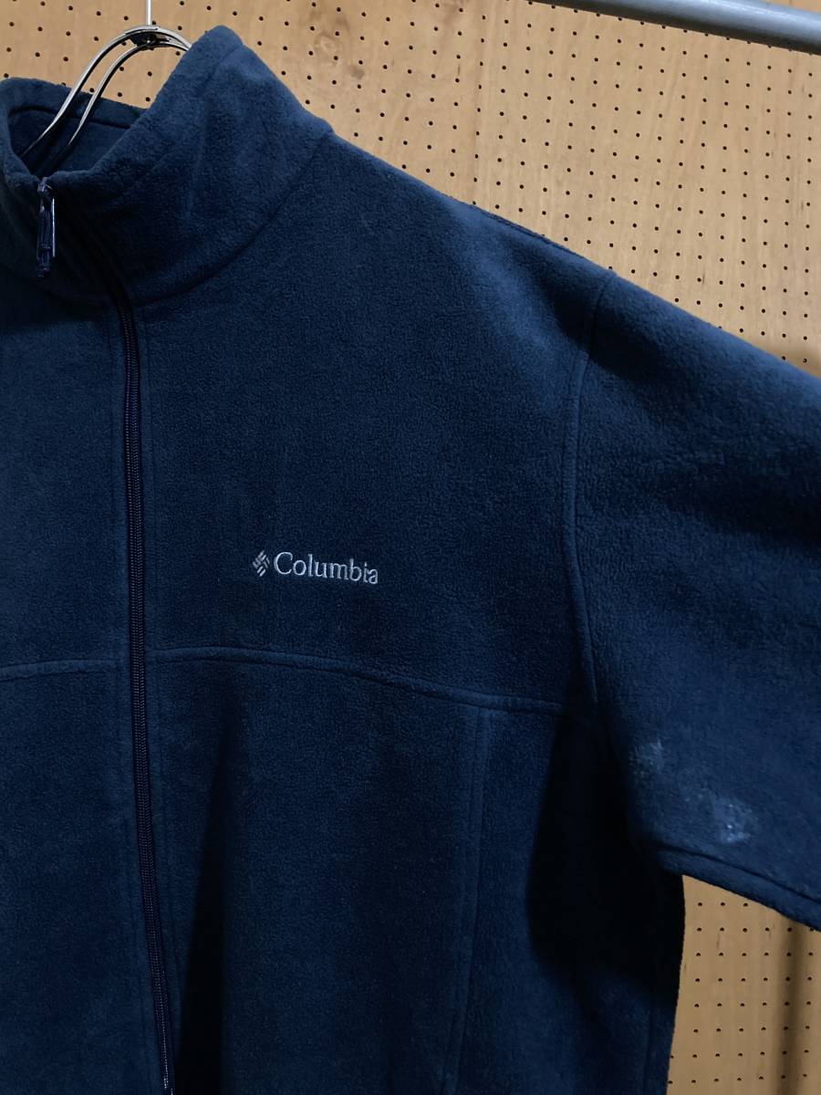 古着 00年代 00s Columbia コロンビア フリース ジャケット ジップアップ 無地 ネイビー 紺 メンズ 2XL XXL 大きいサイズ オーバーサイズ