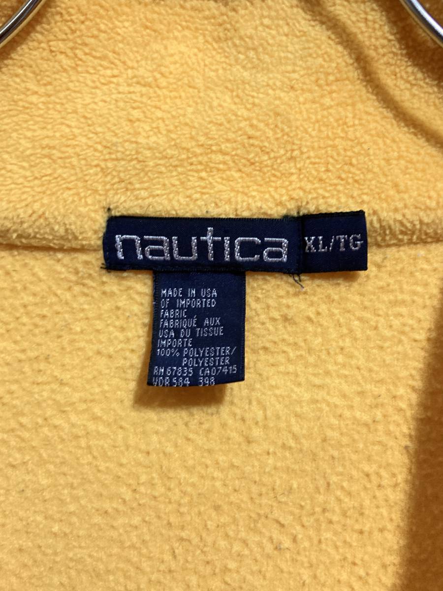 古着 90年代 90s nautica ノーティカ ハーフジップ フリース プルオーバー 無地 イエロー 黄 メンズ 2XL XXL オーバーサイズ 大きいサイズ_画像10