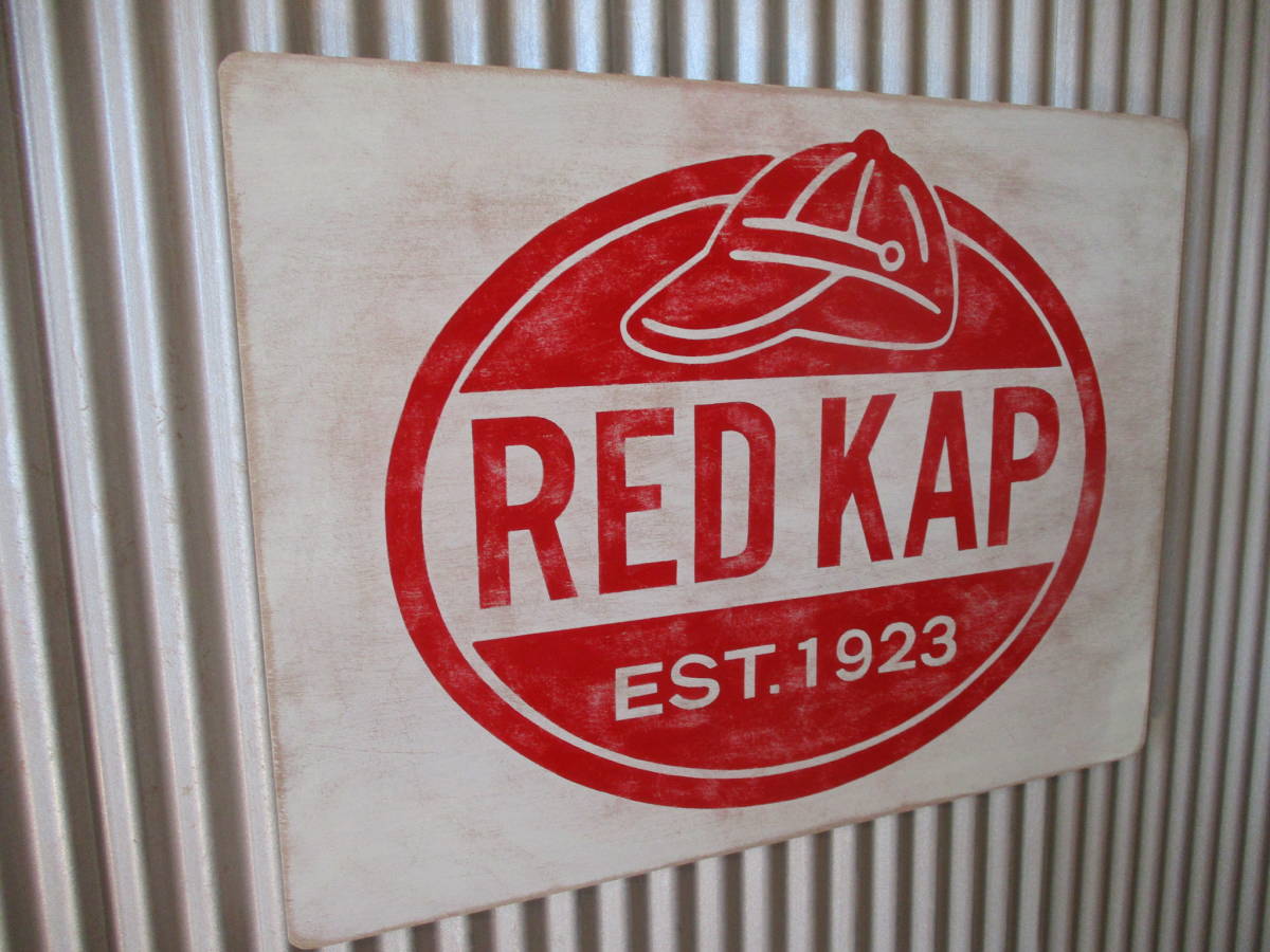 ビンテージサイン木製看板 RED KAP検）アドバタイジング企業販促ガレージデニムワークリーバイスLeeHEADLIGHTUSA50s60s70s80sの画像3