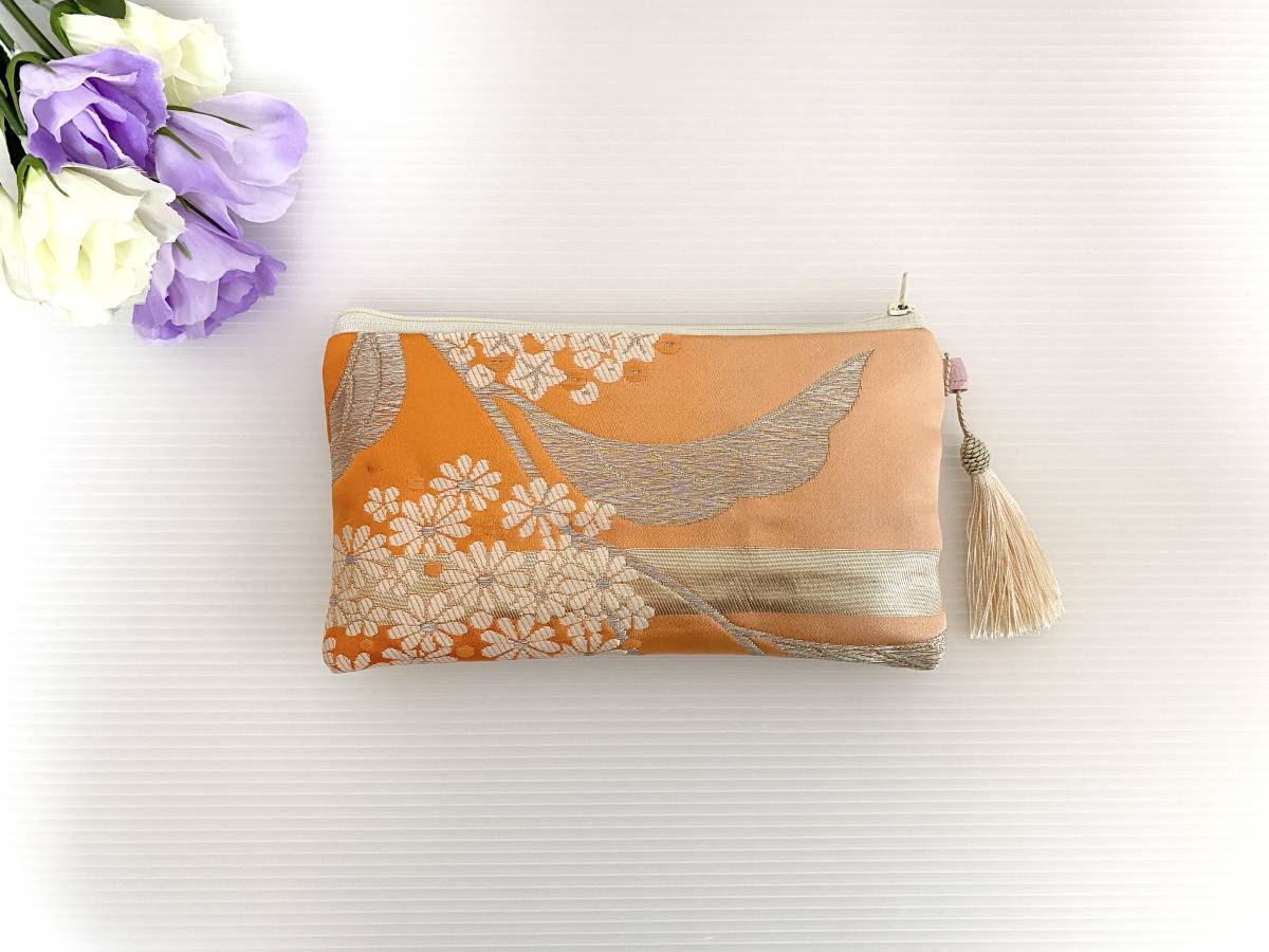  obi remake pouch make-up pouch [ inset less ] passport inserting passbook inserting . medicine notebook inserting beads inserting multi case hand made free shipping NO.1679
