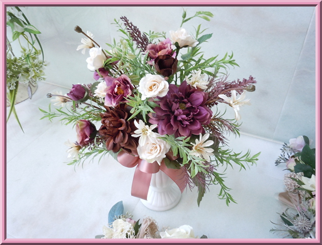  free shipping * antique color. vase arrange *a- scalar table arrange Brown classical color * art flower 