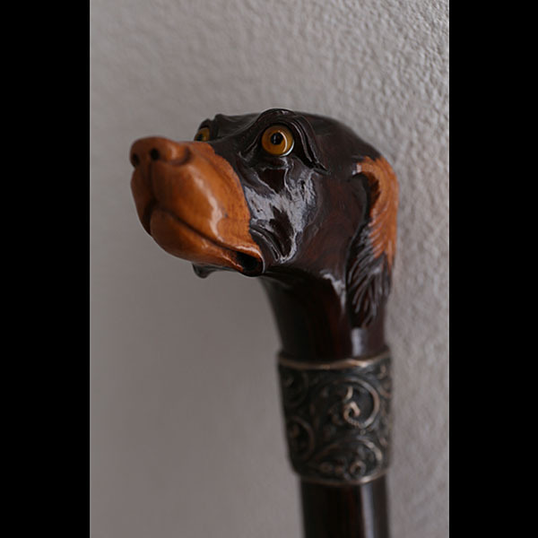 871 アンティーク ステッキ 犬ハンドル ガラス義眼 杖 西洋骨董 Antiques Stick 英国 イギリス