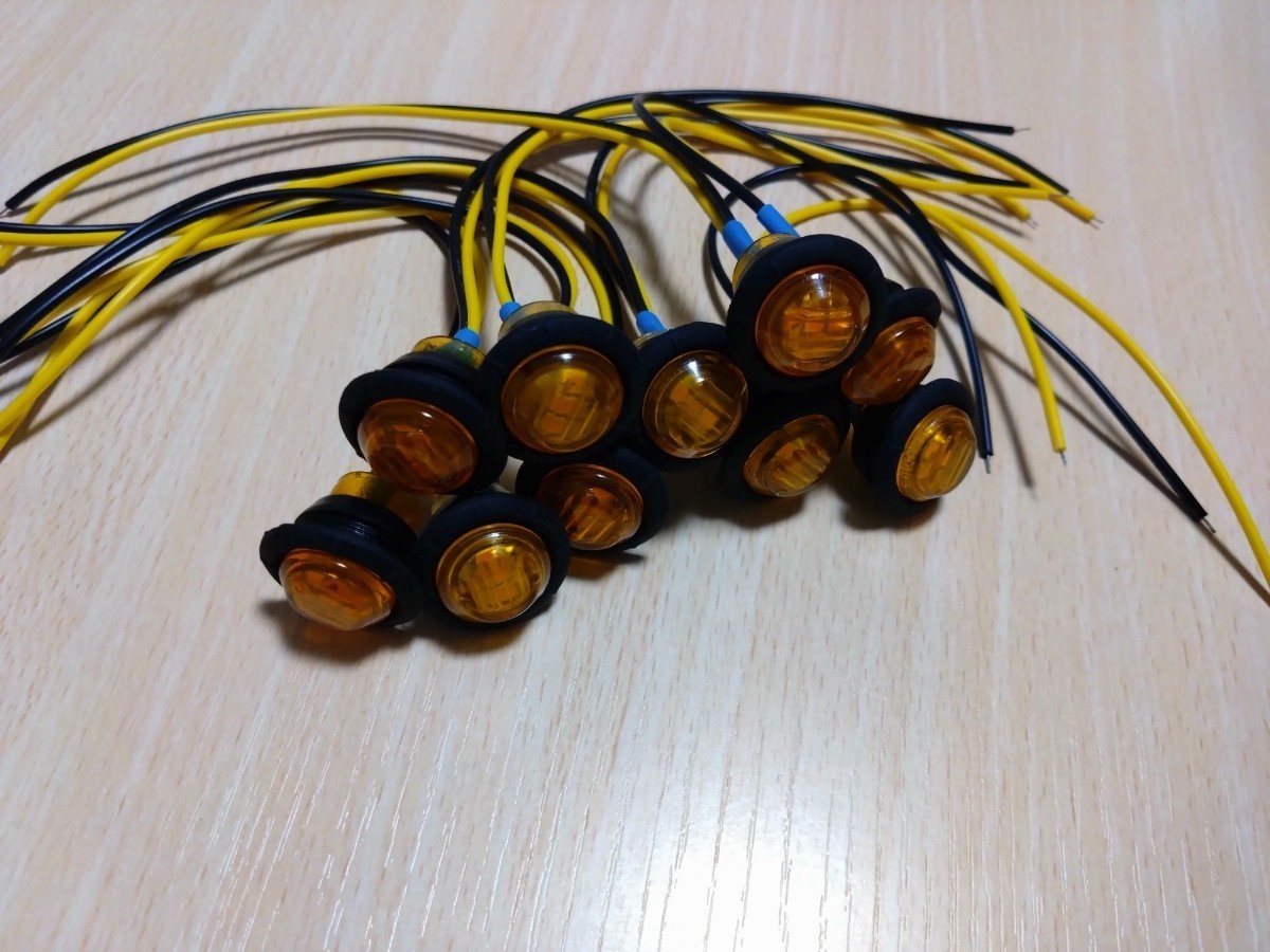 サイドマーカーボタン　１０個セット　アンバー　3 LED　12〜30v 防水　防塵　ip67 埋込式　ユーロ　ボルスカud ISUZU　サイドマーカー　_画像1