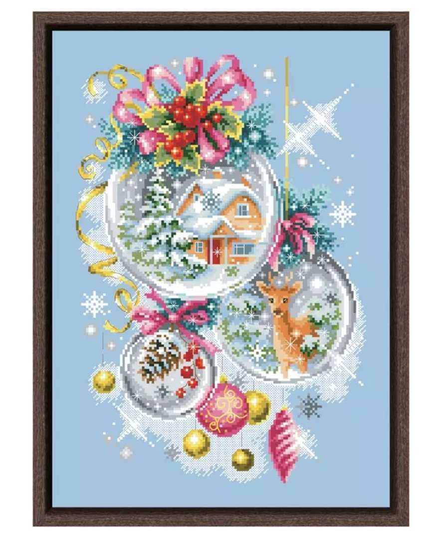 クロスステッチキット クリスマスフェアリーテイル(ライトブルー) 14CT 28×40cm 図案印刷なし 刺繍 オーナメント