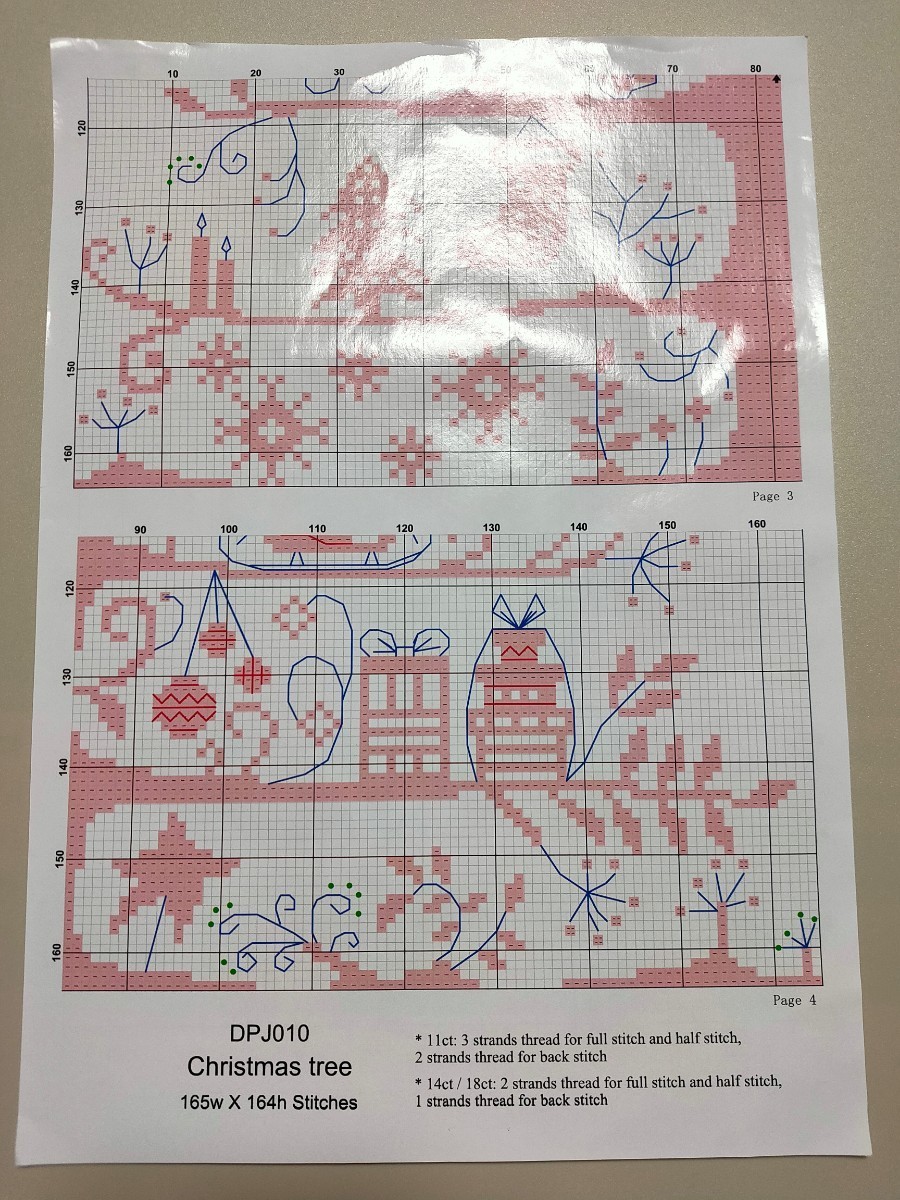 クロスステッチキット クリスマスツリー 一色刺し 14CT 38×37cm 刺繍 白_画像4