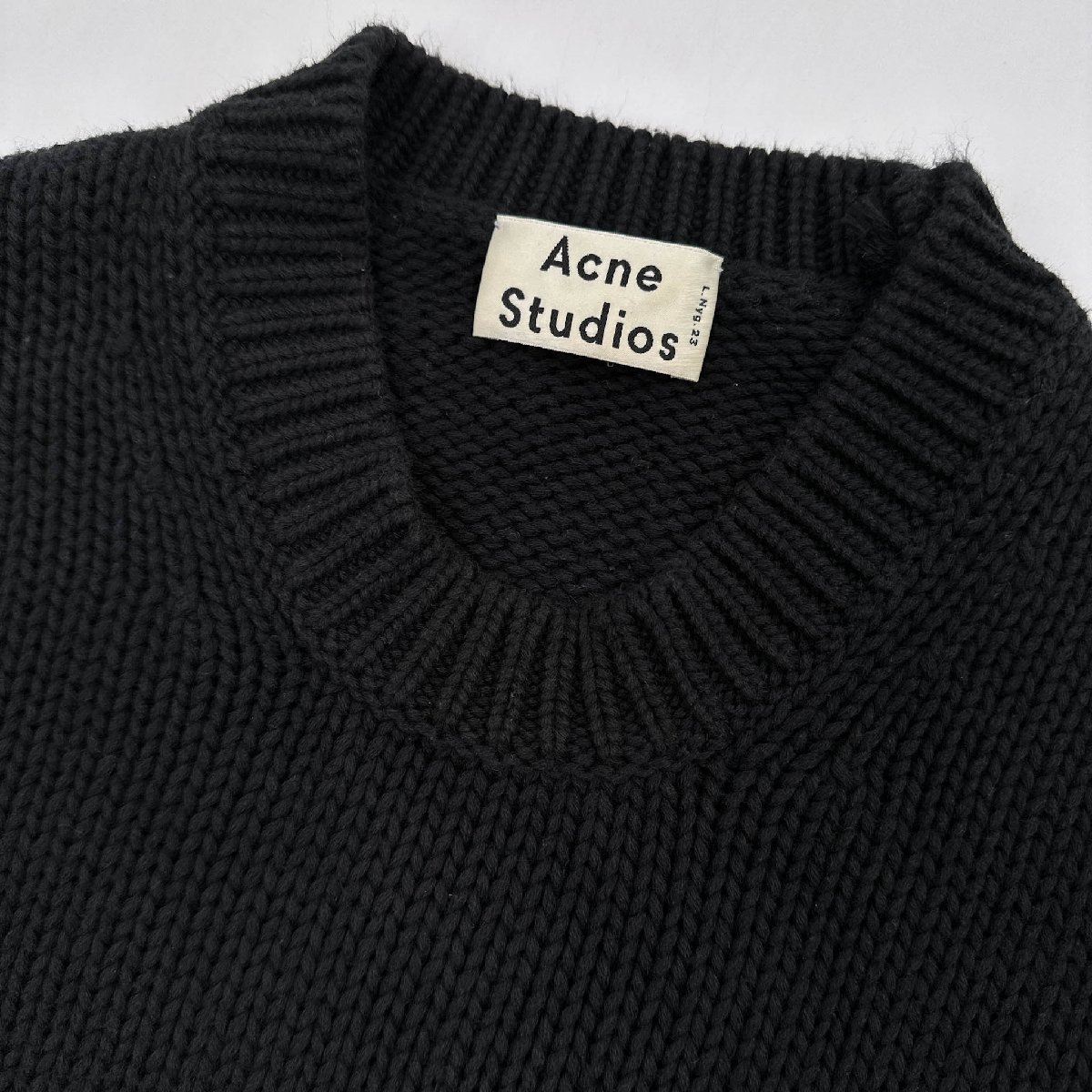 Acne Studios アクネストゥディオズ CHET クルーネック コットンニット セーター XS/ブラック_画像4