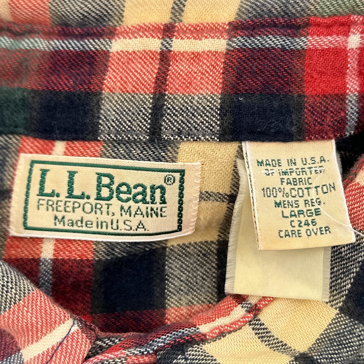 USA製◆L.L.Bean エルエルビーン ビンテージ チェック柄 長袖 ネルシャツ コットン フランネル サイズ L /メンズ/アメリカ製/80s 90s_画像5