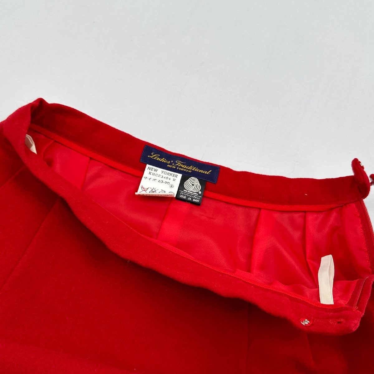 上下◆NEWYORKER ニューヨーカー セットアップ スーツ 襟ベロア ペプラム ジャケット スカート 9AR / 赤 レッド ビンテージ レトロ_画像9