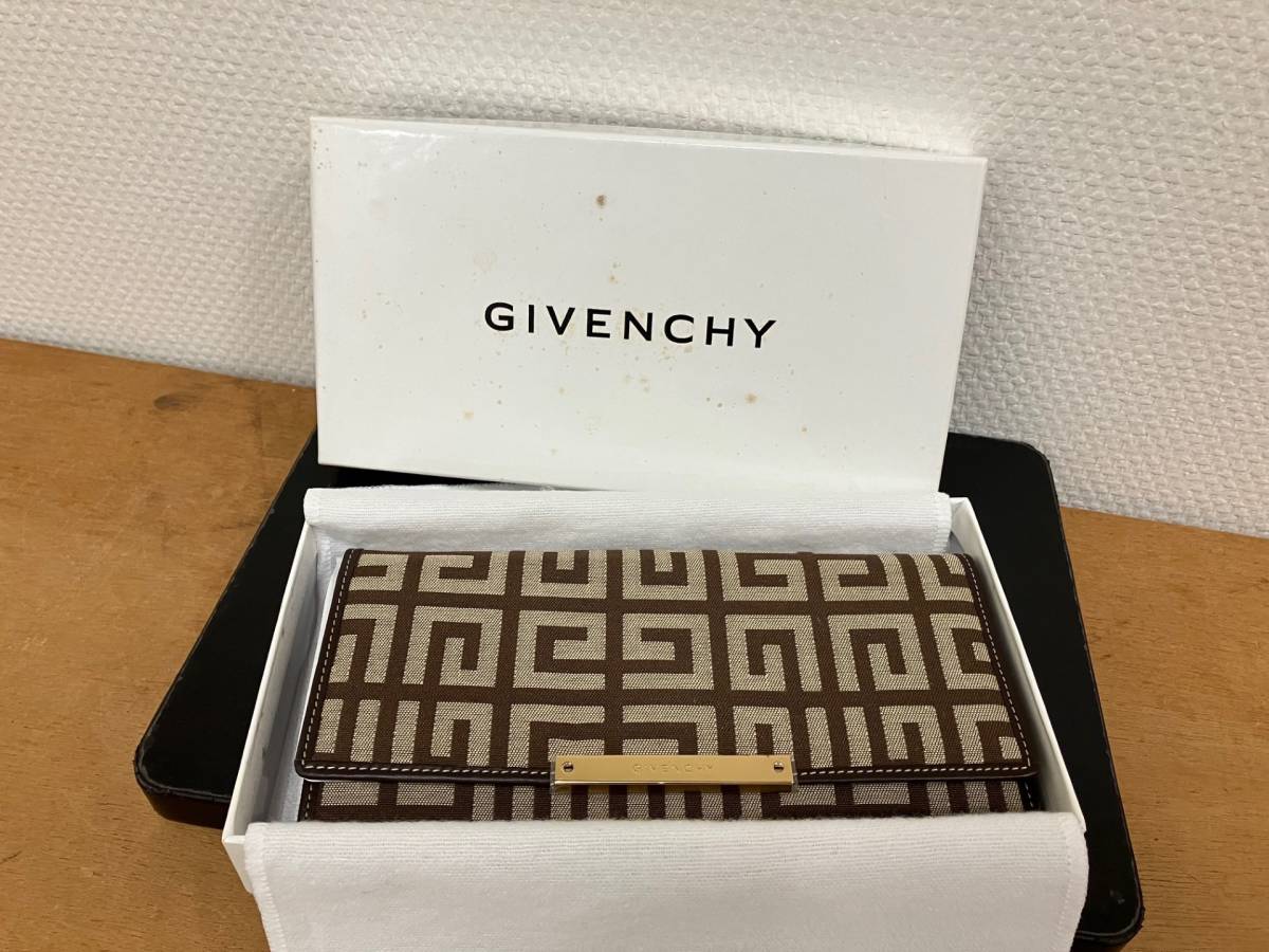 13523 未使用 GIVENCHY 長財布 キャンパス×レザー 横約19cm 縦約10cm 収納多数あり ユニセック ※説明と画像をご確認下さいませ！_画像1