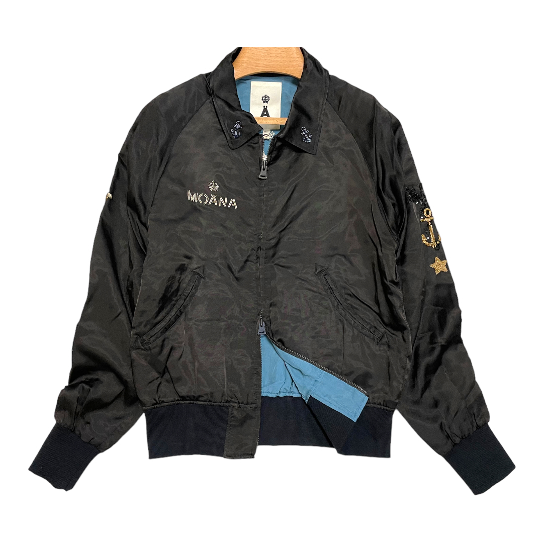 A エィス ビーズ&スパンコール装飾サテンスーベニアジャケット 1 ブラック 定価55,650円 5D127_画像1