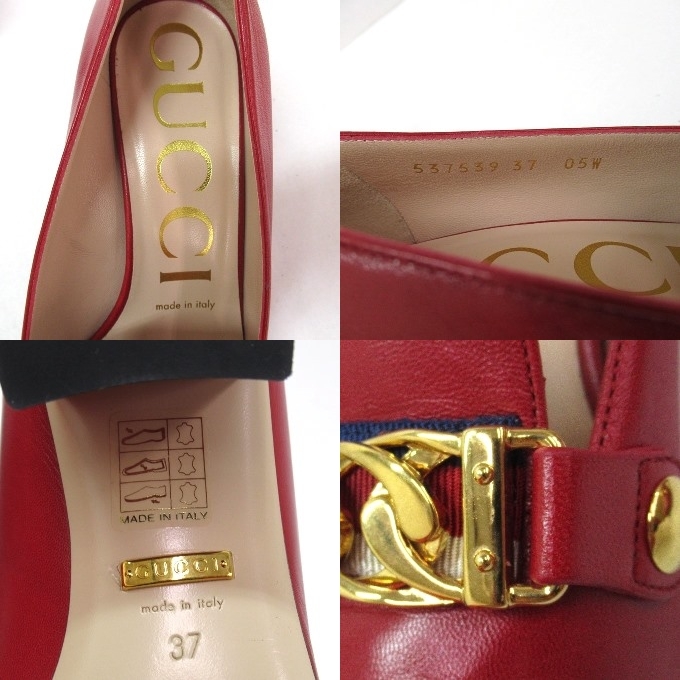 148U228★GUCCI グッチ SYLVIE MID-HEEL PUMP シルヴィ ミッドヒール パンプス/ビアンコ(レッド) サイズ：5(24cm) ☆中古 美品☆_画像8