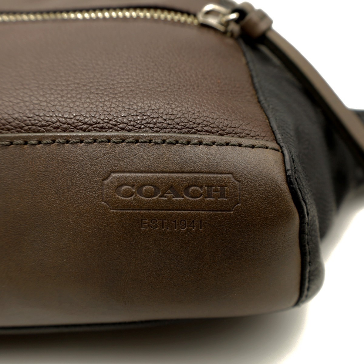 送料無料 美品 COACH コーチ メンズ ウエストバッグ ボディバッグ トンプソン カラーブロック レザー シティーパック 70899 ダークブラウン