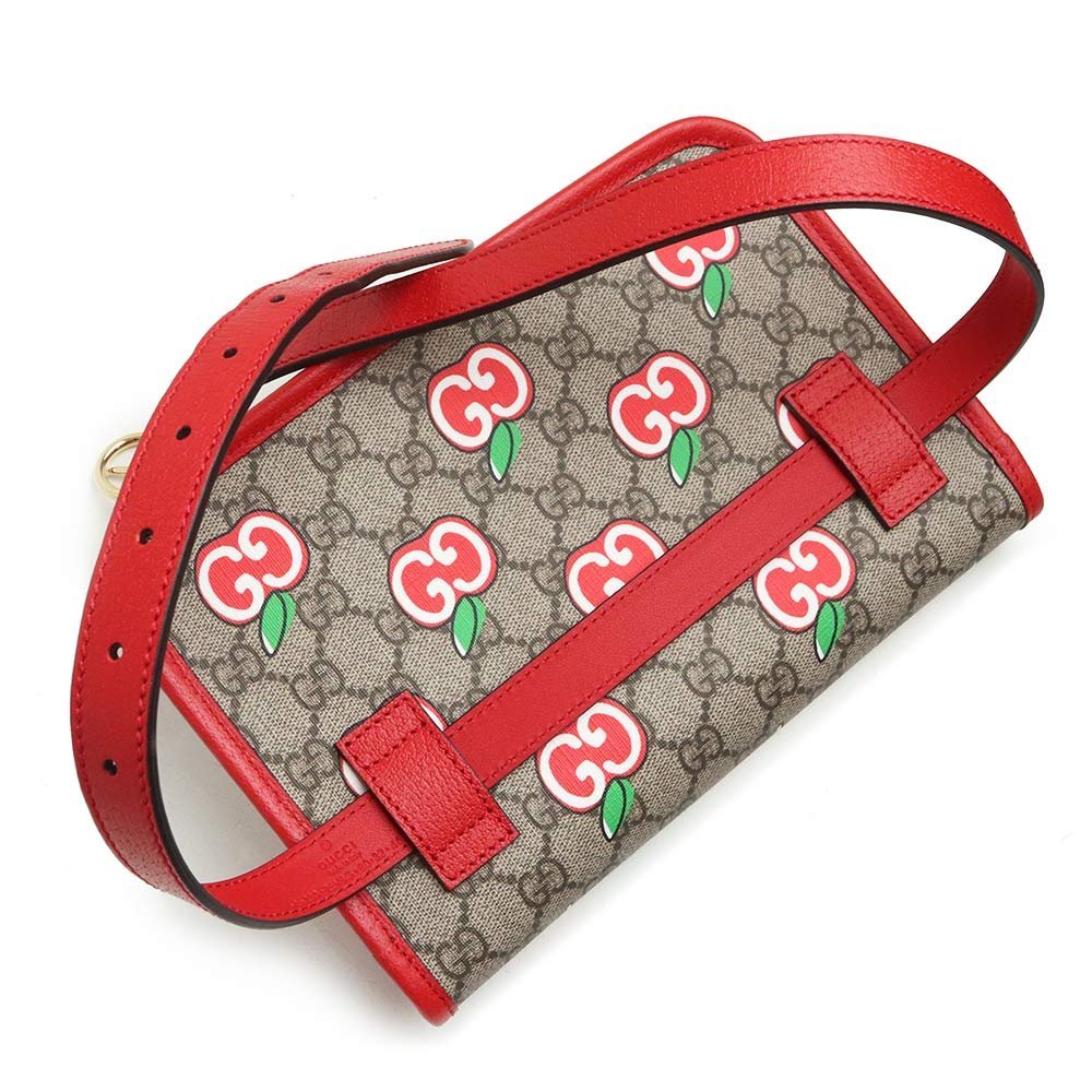 （新品・未使用品）グッチ GUCCI GGアップル プリント リンゴ ベルトバッグ ウエストポーチ GGスプリームキャンバス レッド 赤 625233_画像6