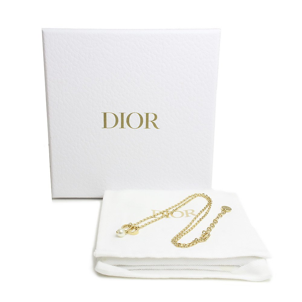 （新品・未使用品）クリスチャンディオール Christian Dior パール ロゴ プチ Petit CD ネックレス ペンダント ゴールド N1390PTCRS 箱付_画像2