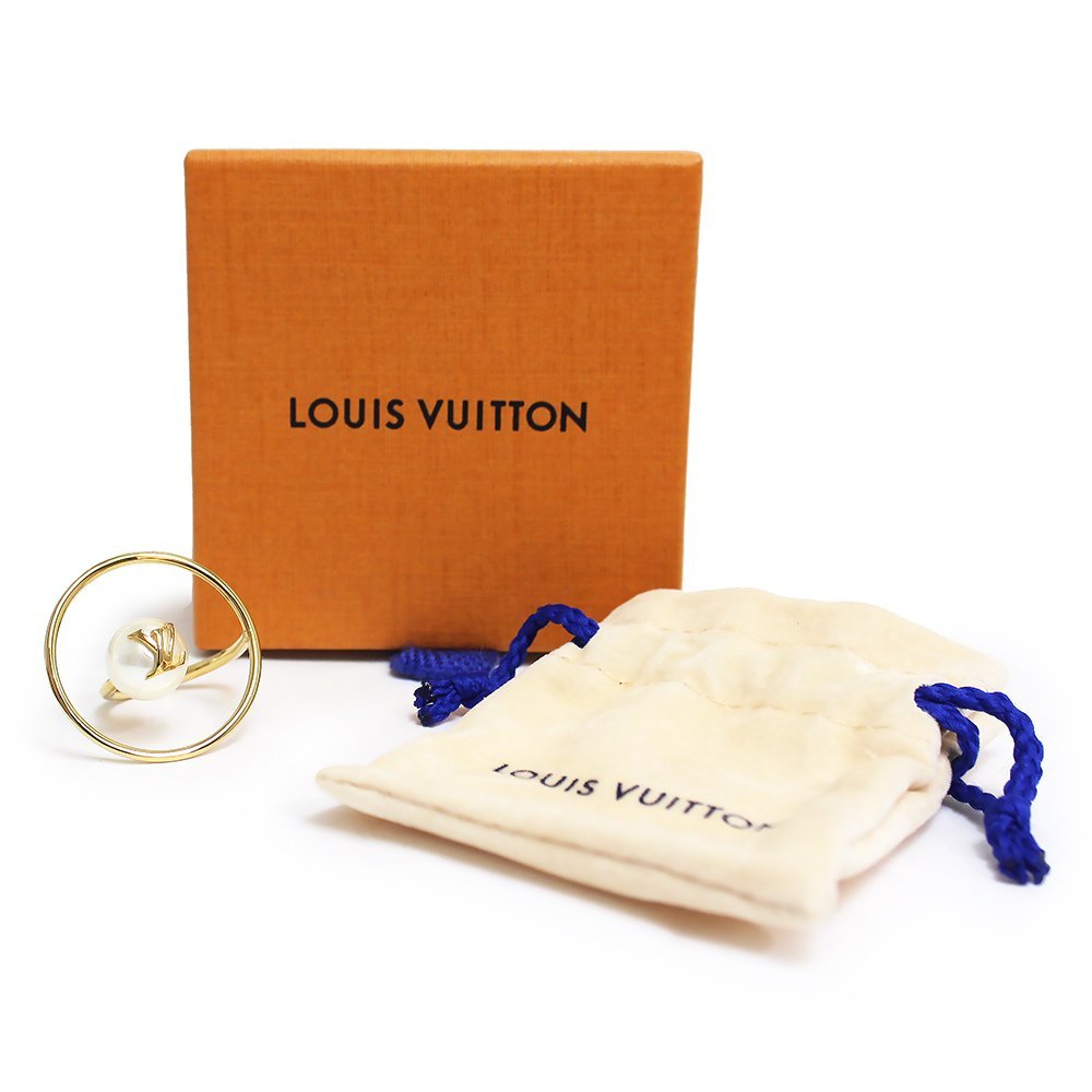 ( unused exhibition goods ) Louis Vuitton LOUIS VUITTON LV Eclipse pearl ring ring M size #11 number white resin pearl Gold M1080M