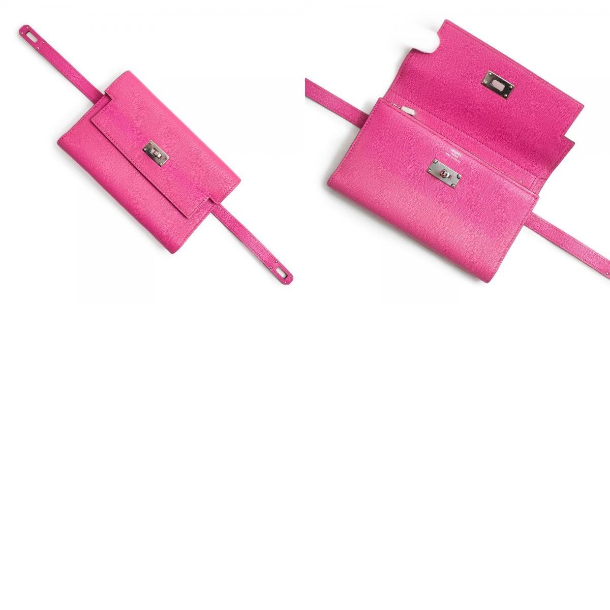 （未使用　展示品）エルメス HERMES ケリーウォレット ミディアム 二つ折り財布 シェーブルミゾール レザー ローズショッキング ピンク_画像10