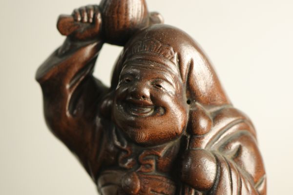 銅製 古い 大黒天 置物 在銘 銘入 大正？ 七福神 置物 時代物 骨董品 Dec0907_画像3