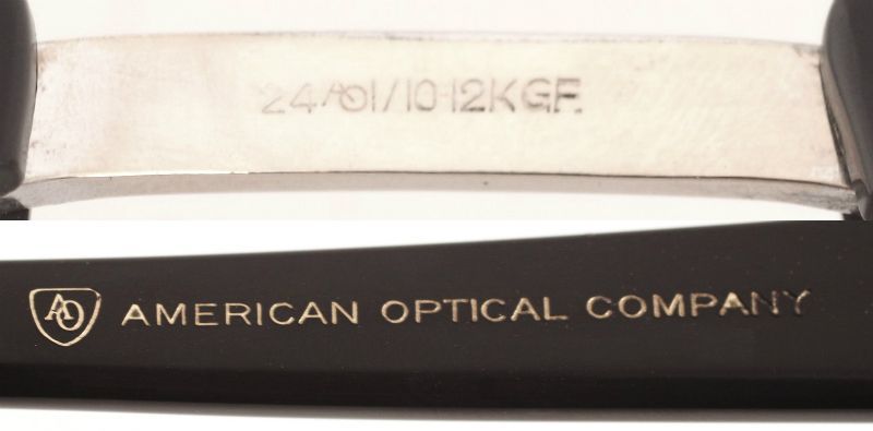 貴重 1950's American Optical アメリカンオプティカル Sirmont サーモント Onyx オニキス ブラック 黒 マルコムX 金張り 44/24 美品 A1444_画像10