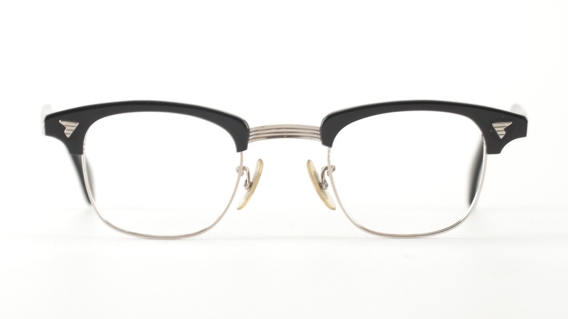 貴重 1950's American Optical アメリカンオプティカル Sirmont サーモント Onyx オニキス ブラック 黒 マルコムX 金張り 44/24 美品 A1444_画像3