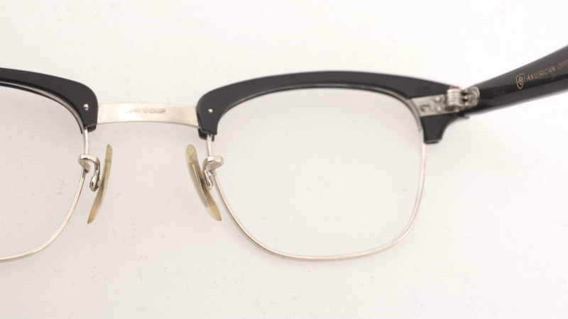 貴重 1950's American Optical アメリカンオプティカル Sirmont サーモント Onyx オニキス ブラック 黒 マルコムX 金張り 44/24 美品 A1444_画像8