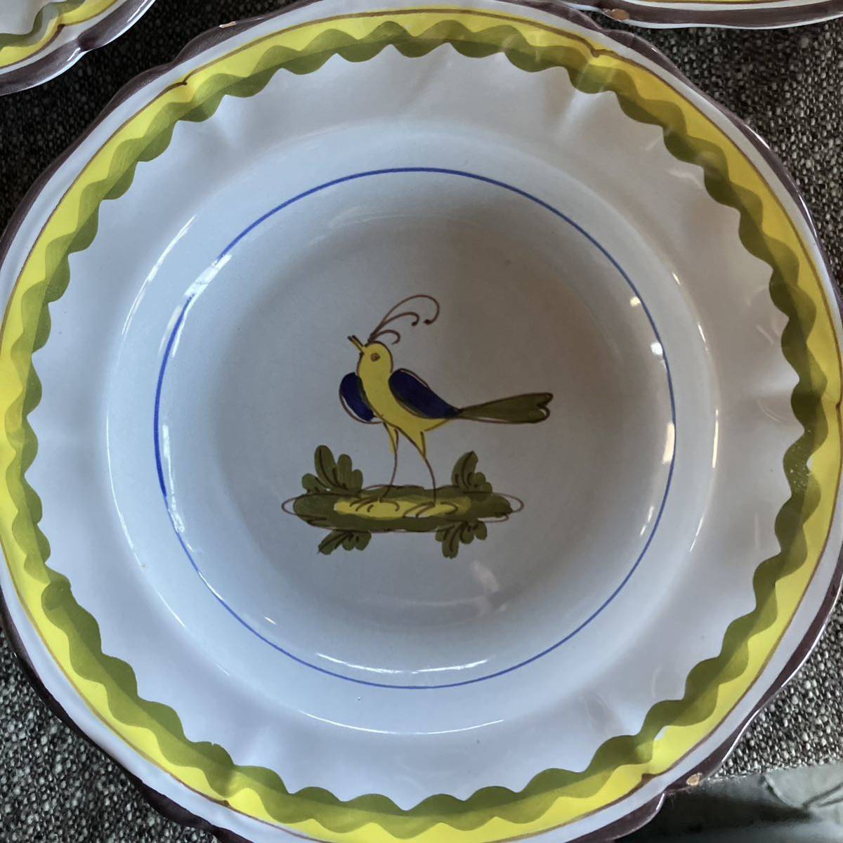 hand painted ビンテージ 皿 プレート イタリア産 鳥 バード hand painted ビンテージ 皿 プレート イタリア産 鳥 バード