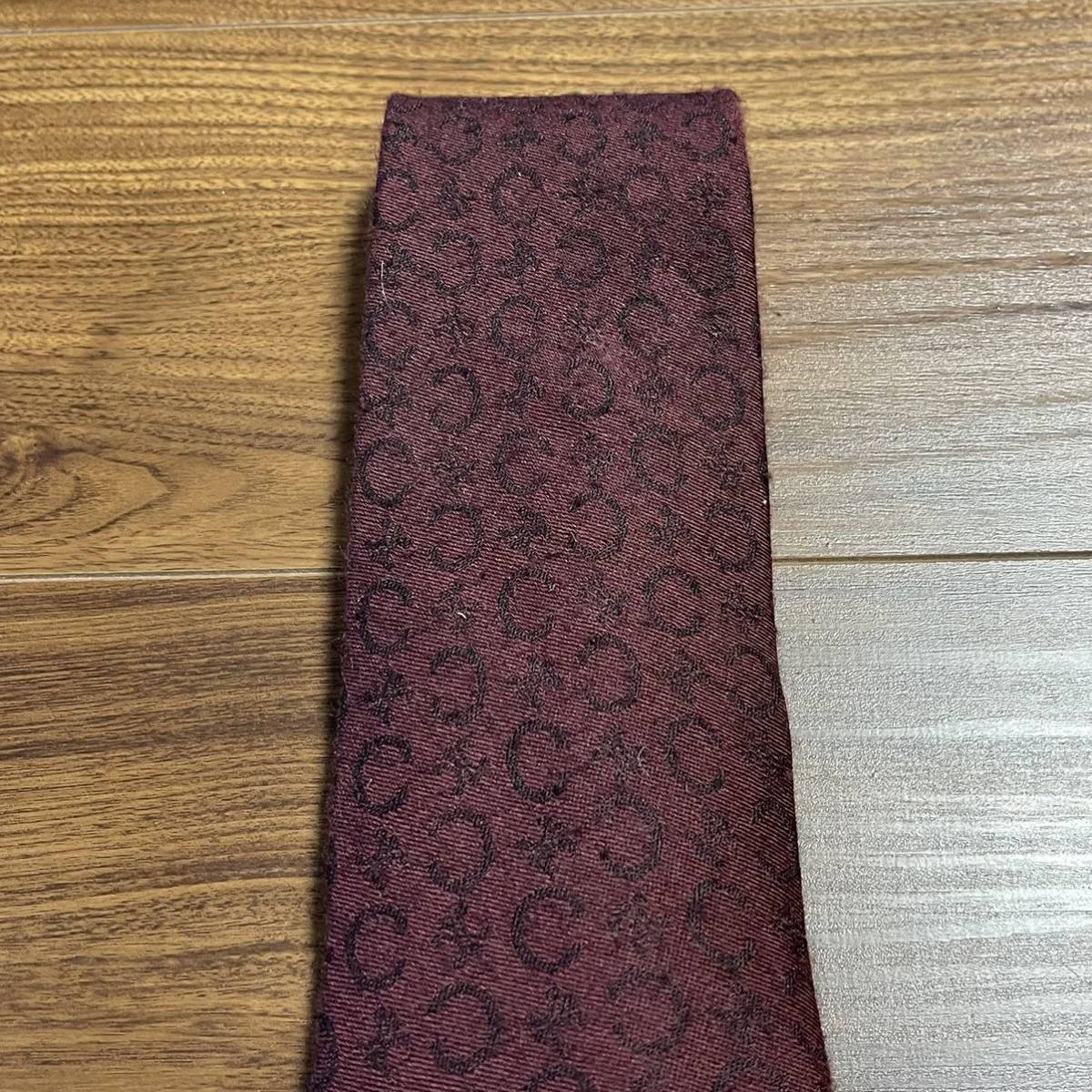 CELINE( Celine ) bordeaux C Macadam pattern necktie 