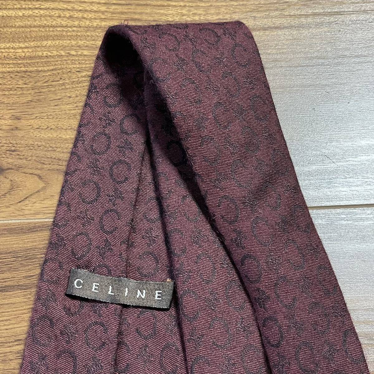 CELINE( Celine ) bordeaux C Macadam pattern necktie 