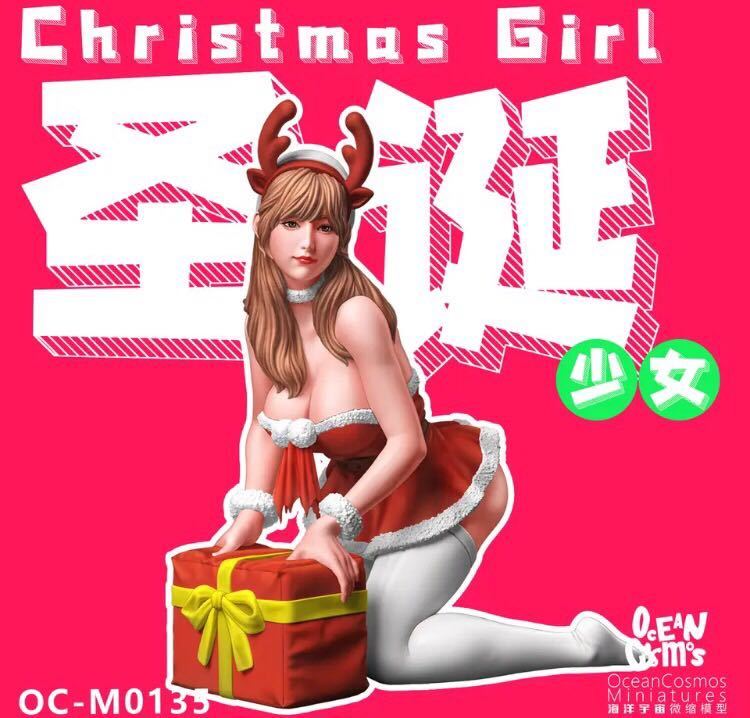 1/12スケール 女性フィギュア　素体ヘッド　セクシークリスマスガール　ガレージキット　未塗装　未組み立て　レジンキット