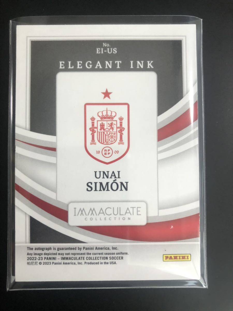 20/73 ウナイシモン PANINI IMMACULATE COLLECTION SOCCER ELEGANT INK SPAIN UNAI SIMON スペイン代表 直筆サインカード_画像2