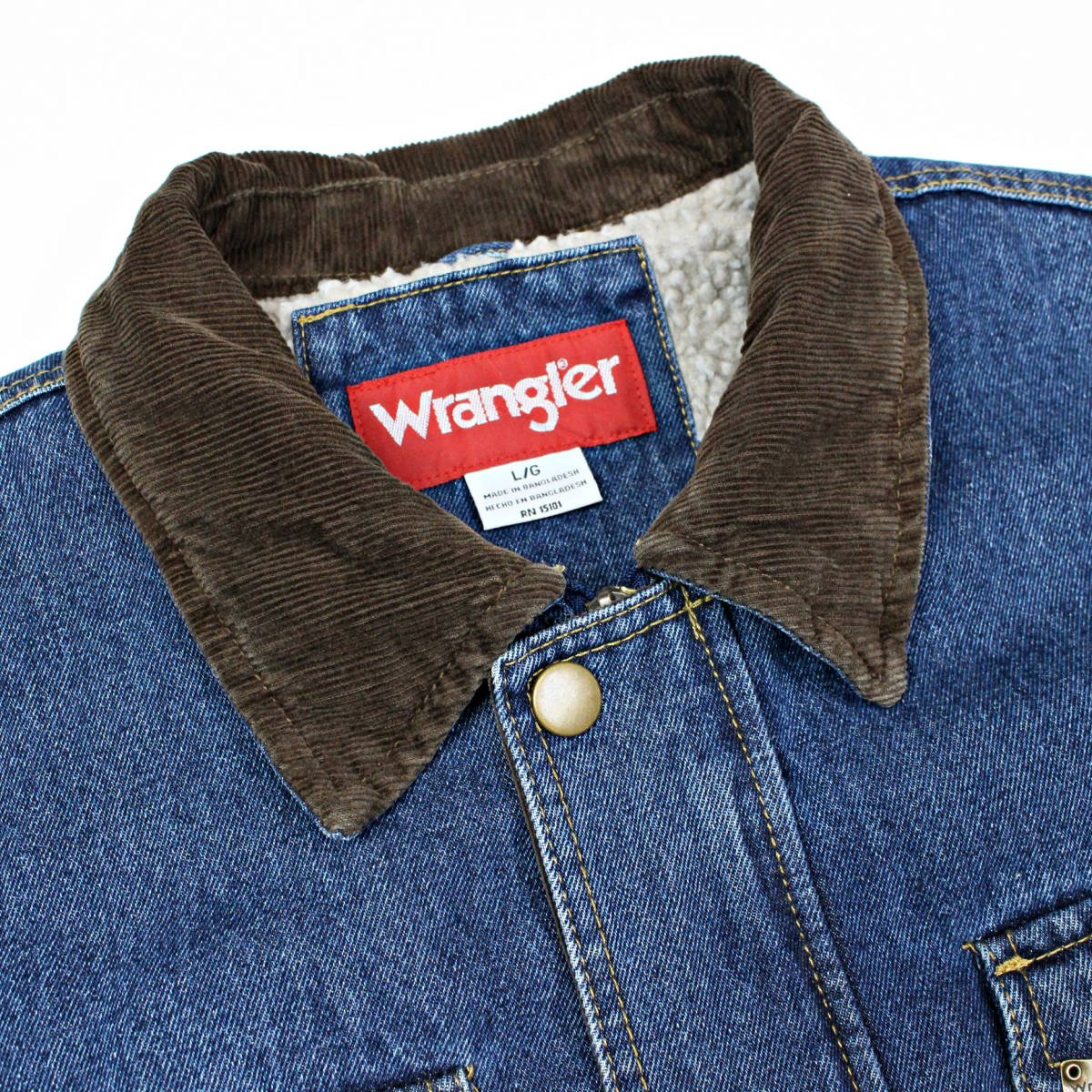 USブランド ラングラー デニムボアジャケット コーデュロイ襟 デニムジャケット Lサイズ アメリカ古着 WRANGLER ビンテージ_画像4