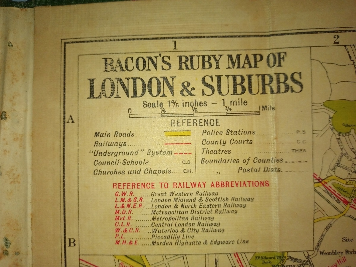 RPS04323SW1「Bacon's Ruby Map of London and Suburbs with Index and Stranger's Guide」Published by G.W. Bacon, London, 1940_画像5