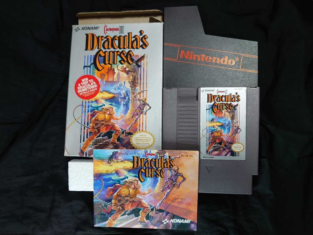 中古 NES ソフト『 Castlevania III Dracula's Curse ( 悪魔城伝説 北米版) 』箱・説明書あり 1990年 コナミ 悪魔城ドラキュラ ファミコン