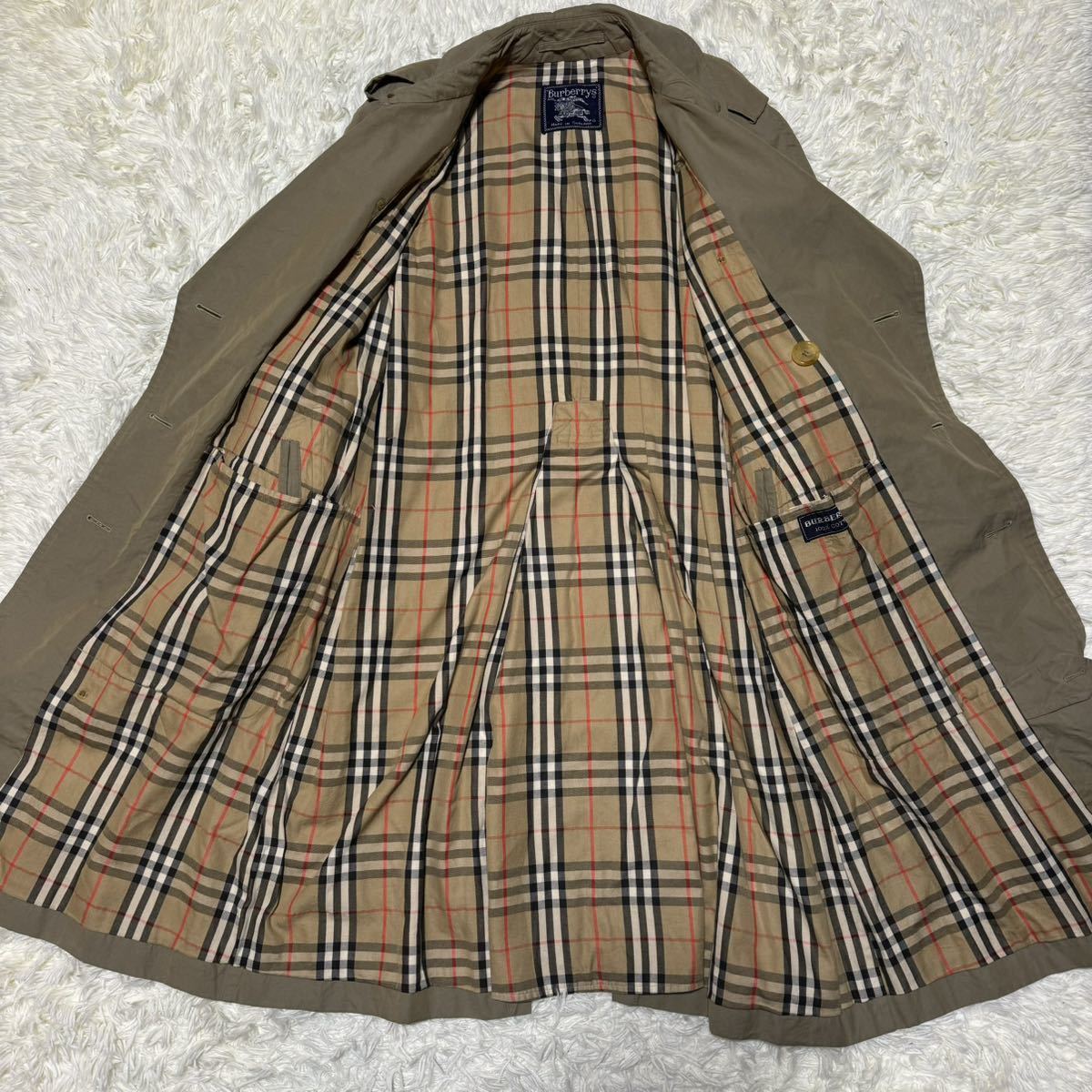 1円 希少 Lサイズ BURBERRY バーバリー トレンチコート 紳士の嗜み ノバチェック ロング丈 着丈115cm メンズ 紳士服 ベルト ベージュ_画像4