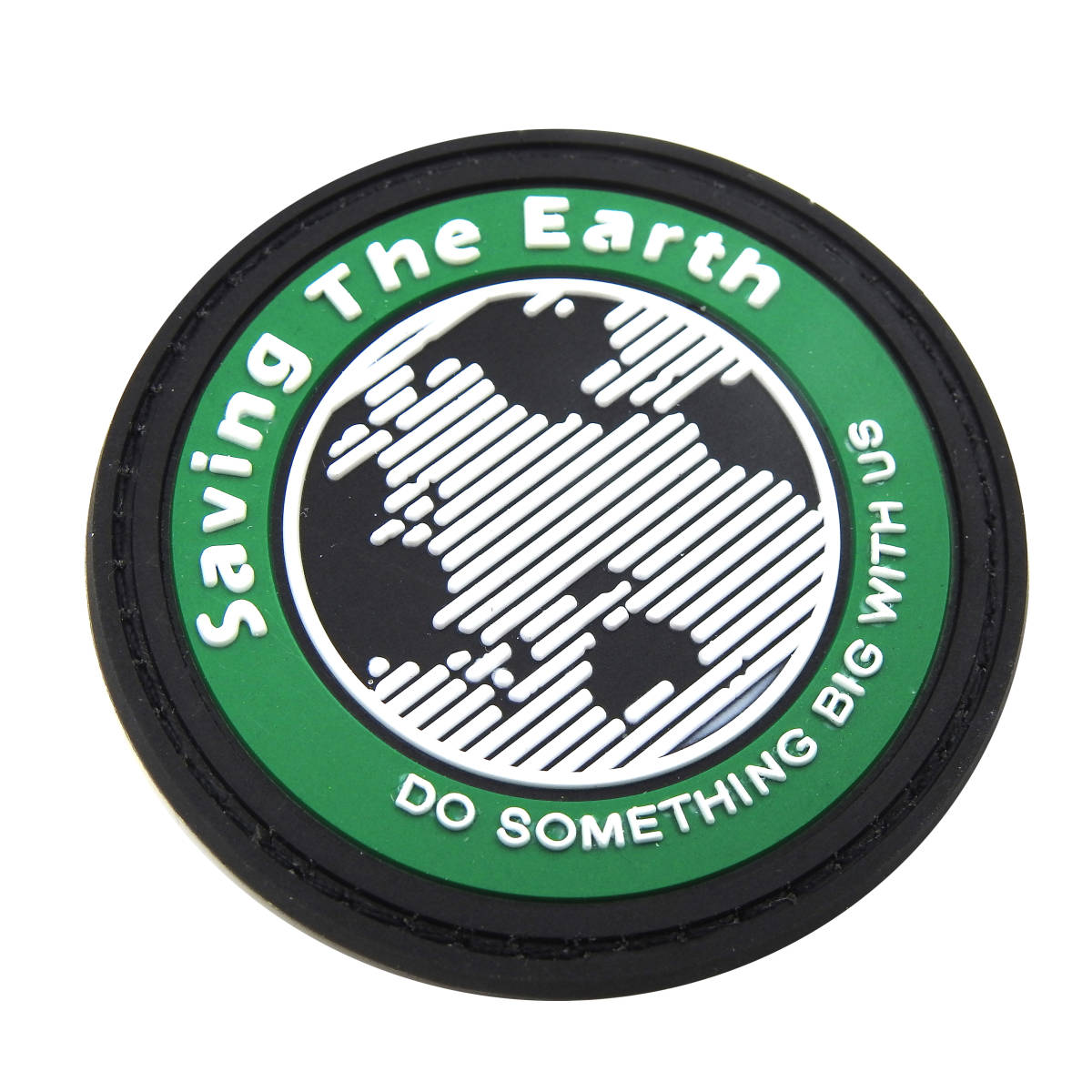 送料無料！ワッペン ベルクロ Saving Tha Earth グリーン 緑 マジックテープ 丸 ミリタリー おしゃれ 05 w5hyz_画像1