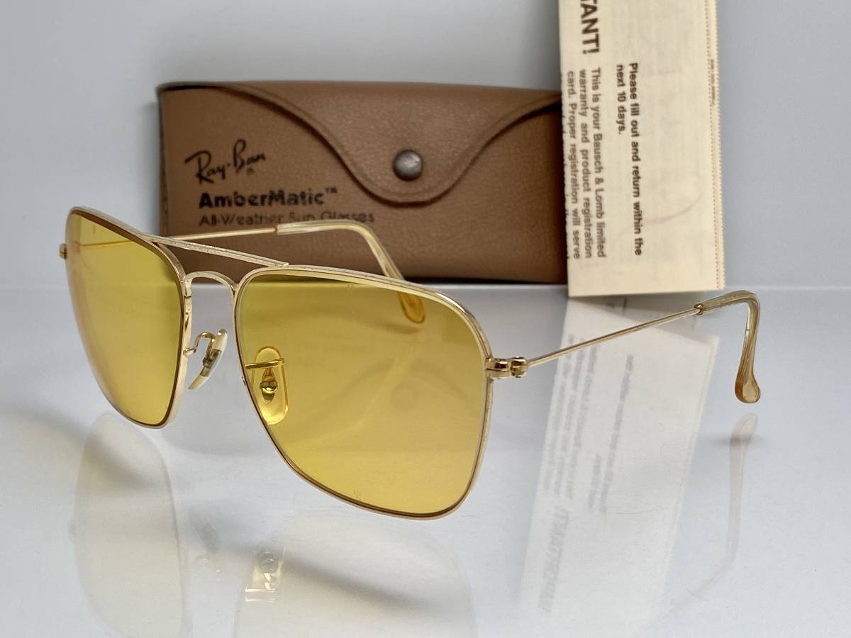 70s★調光レンズ★B&L RAY-BANボシュロムレイバン CARAVANキャラバン AmberMaticアンバーマチック 黄色イエロー VINTAGEサングラス USA製_画像4