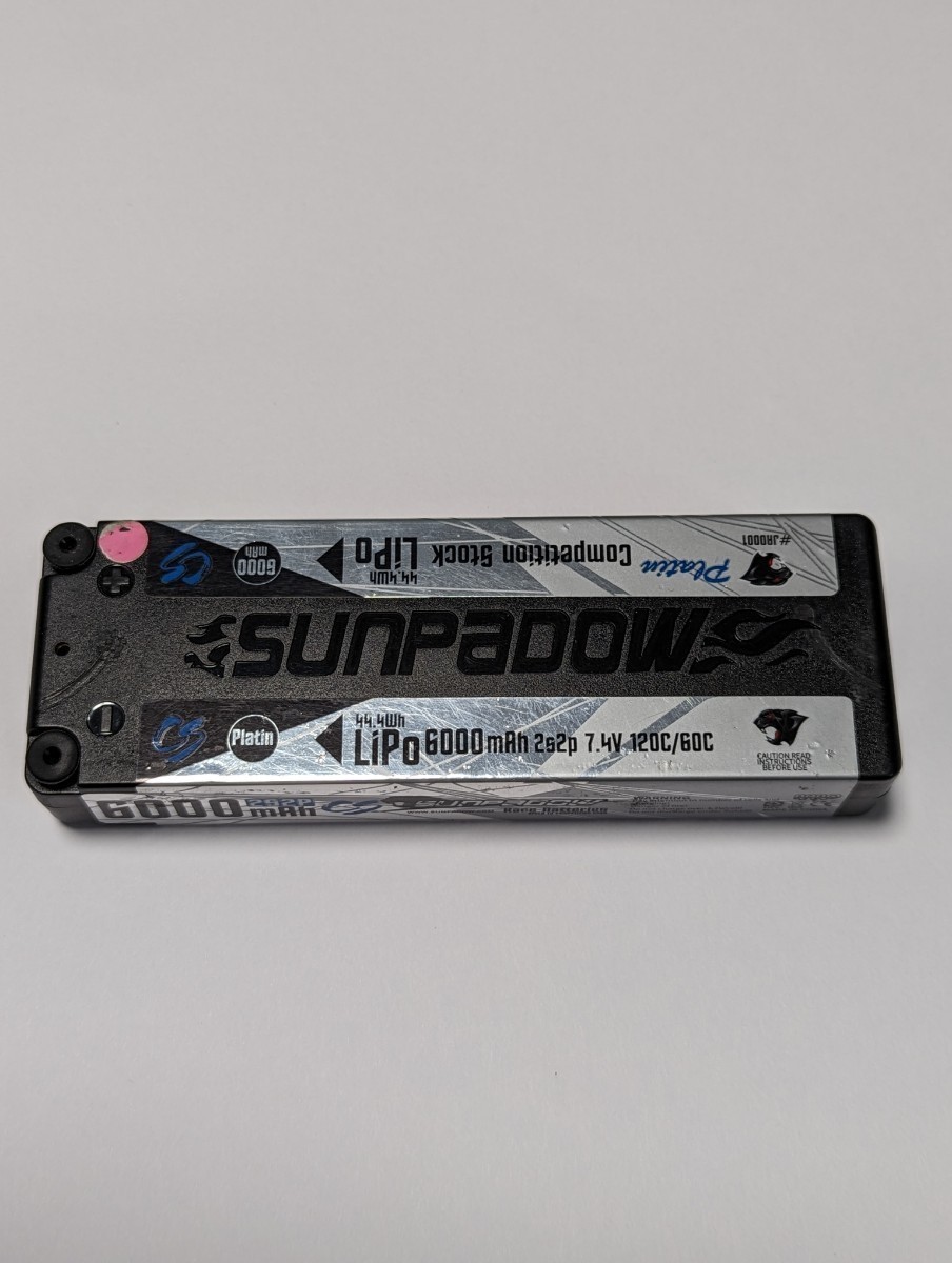 SUNPADOW　リポバッテリー　6000mAh　7.4V　120c/60c　中古①_画像3