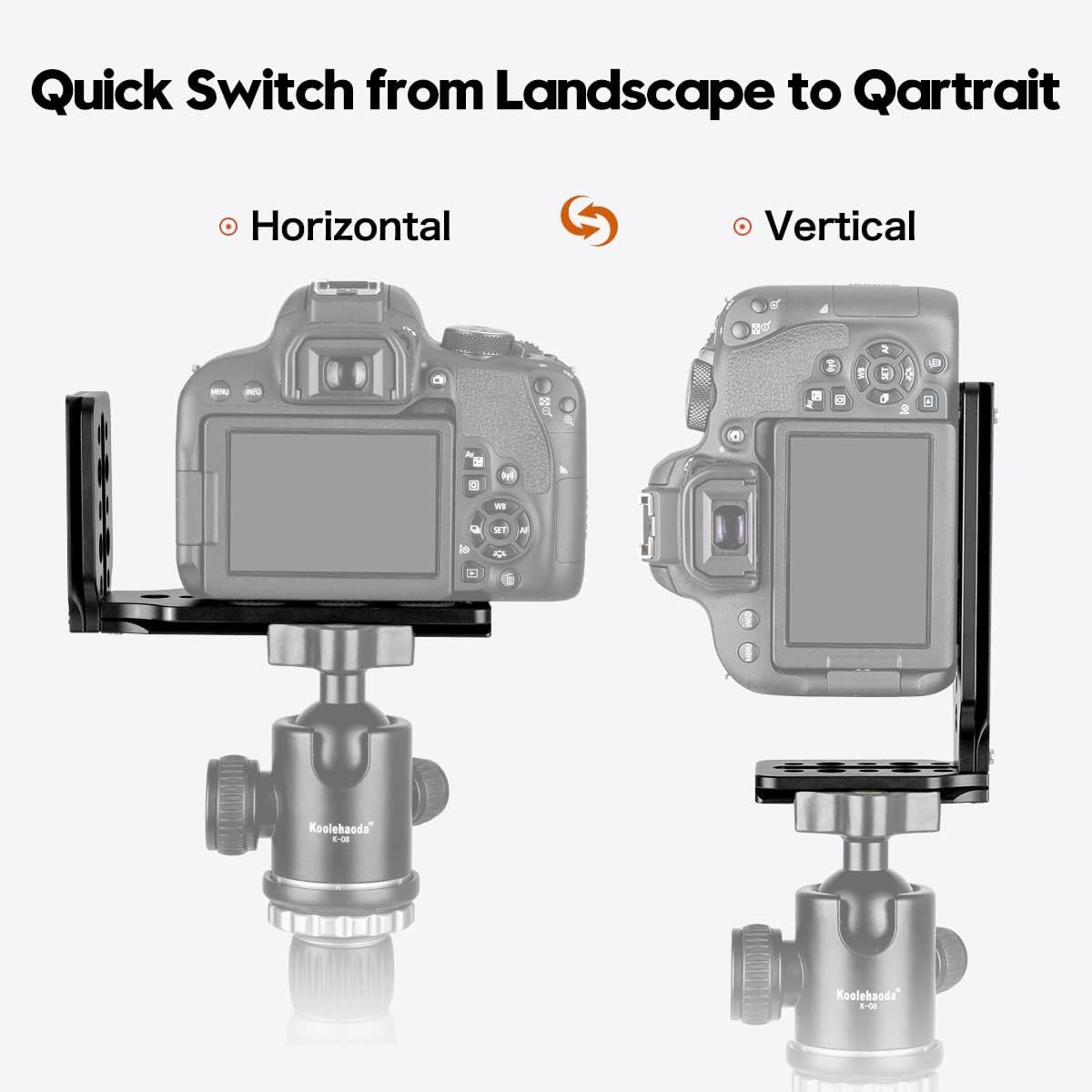 L QR koolehaoda多機能L型ブラケットクイックリリースプレート垂直ビデオ撮影ユニバーサルDSLRカメラLブラケットと1_画像2