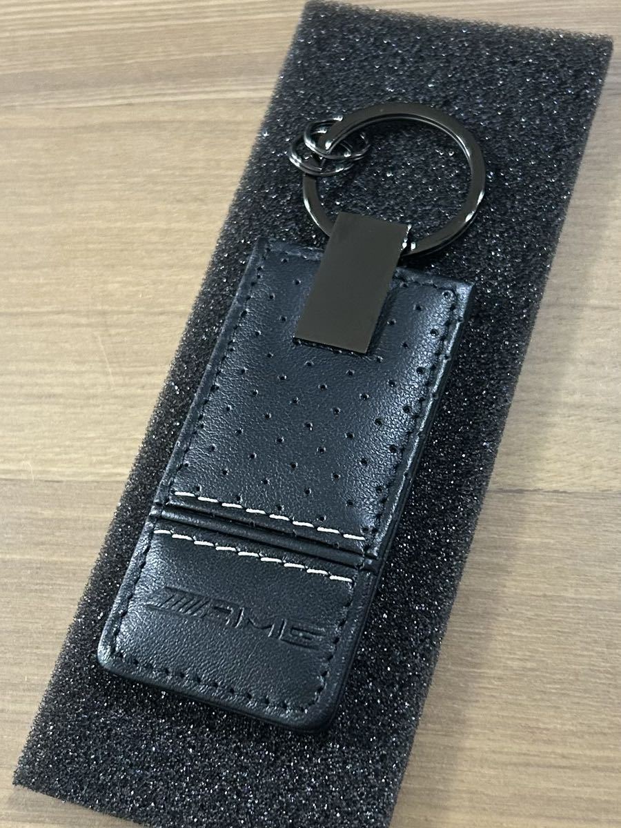 ★Mercedes-AMG Collection★AMG key ring Business★ AMG キーリング ホワイトステッチ キーホルダー 牛革 ブラック_AMG key ring Business