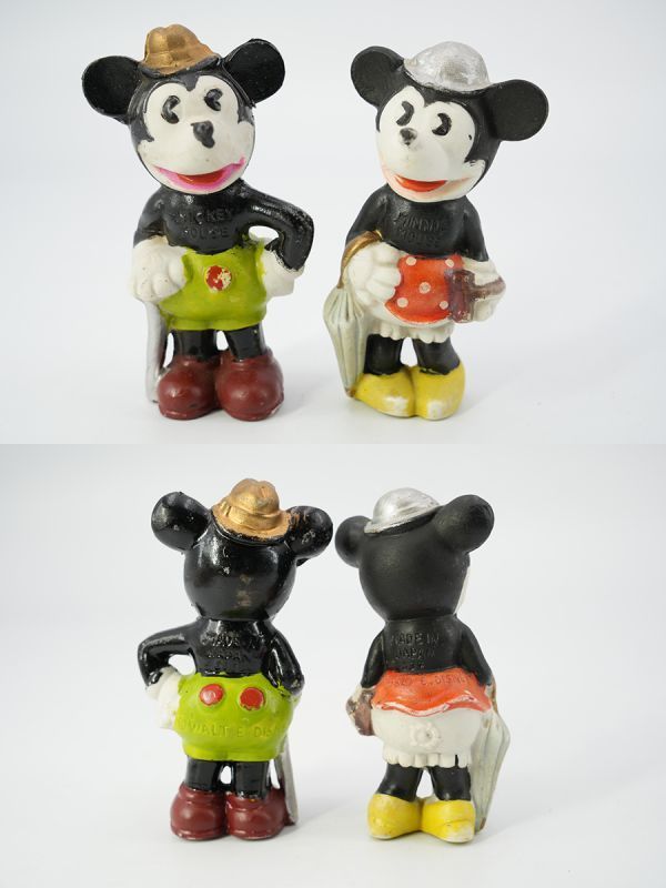 M0227[ dead stock goods ]Micky Mickey *Minny minnie *Pluto Pluto ceramics fi gear 3 body boxed 1948 year made Made in Japan
