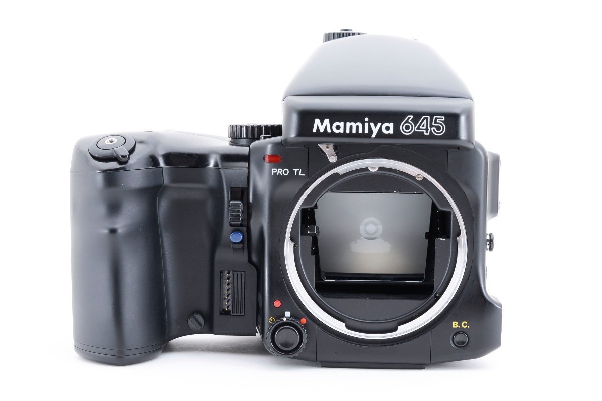 Mamiya 645 PRO TL ボディ + AE プリズムファインダー + 120 フィルムバック + ワインダーグリップ [美品] ボディキャップ付き