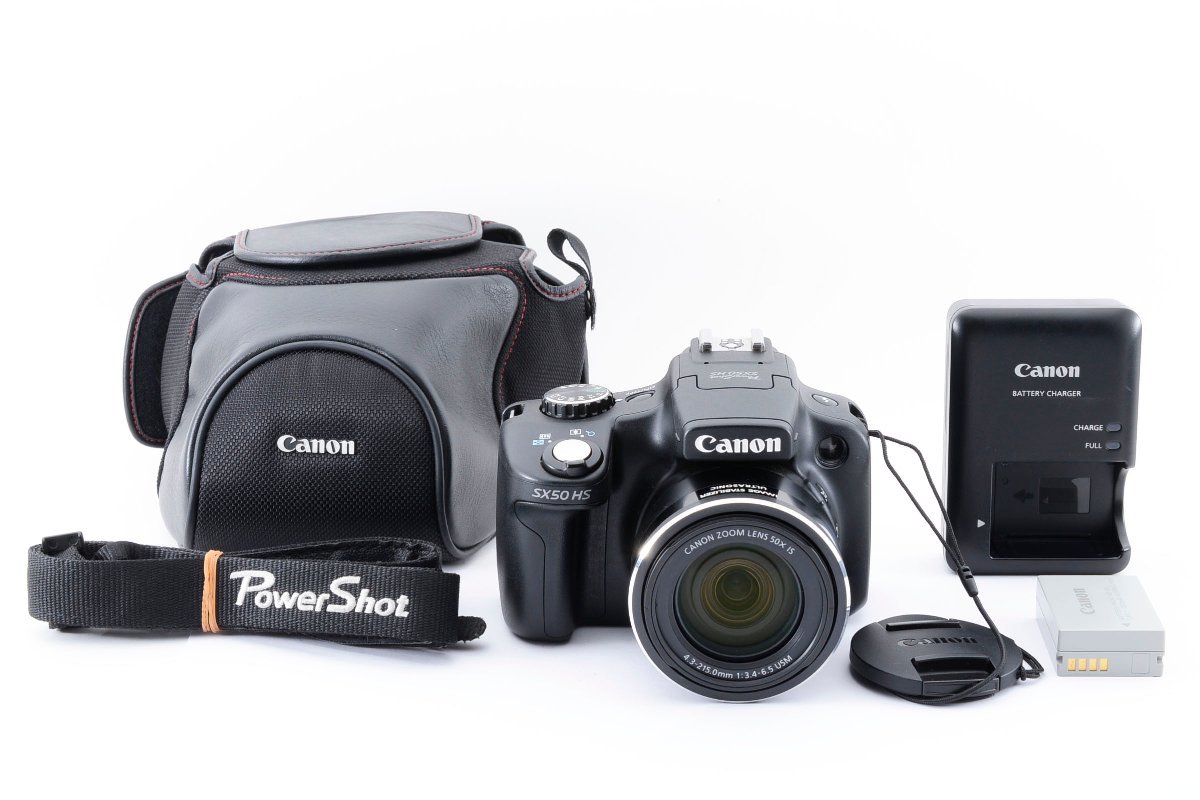 Canon PowerShot SX50 HS 1210万画素 ブラック パワーショット 光学ズーム50倍 バリアングル液晶 [美品] ケース 充電器 バッテリー付き_画像1