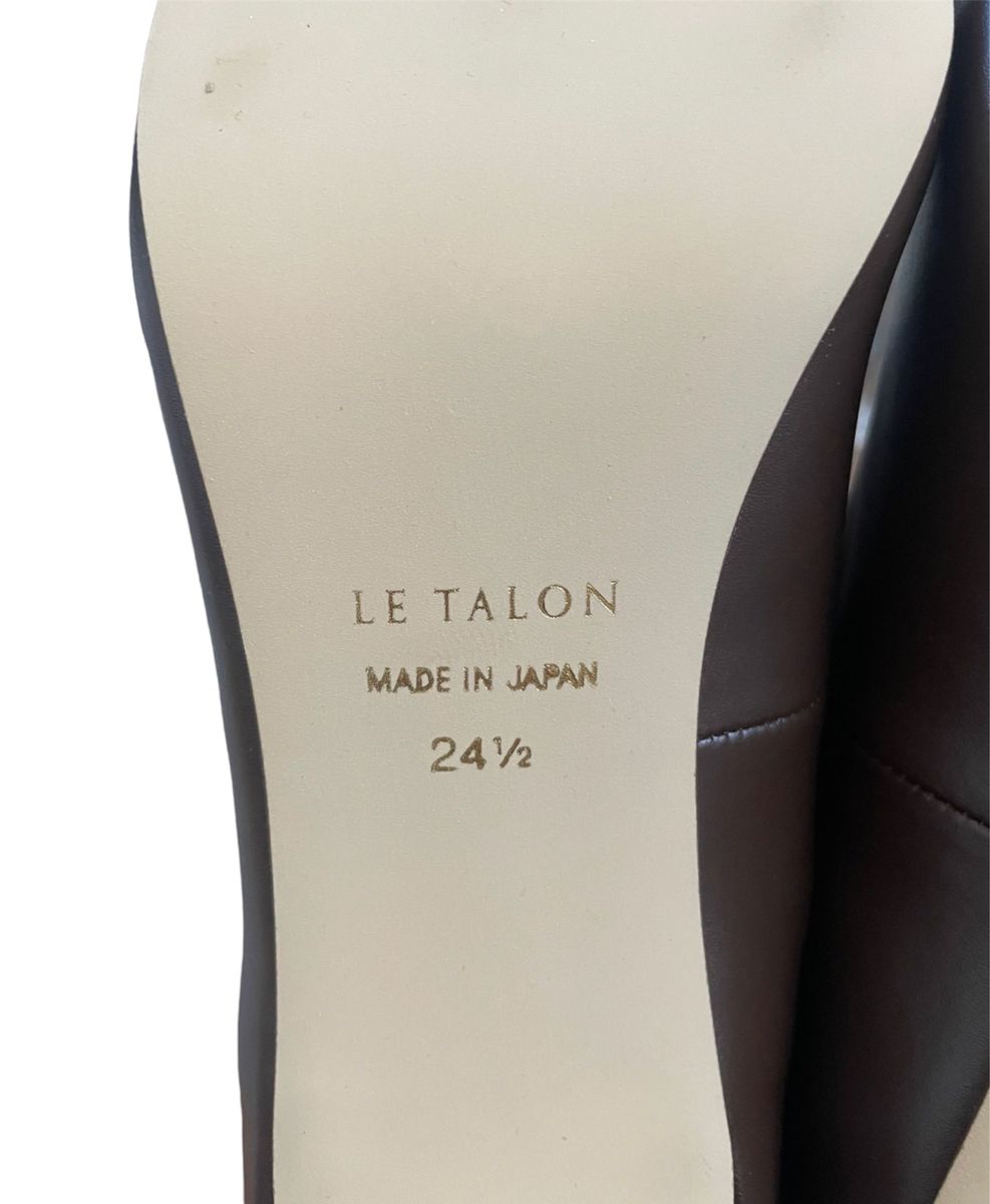 《LE TALON》24.5cm ブラウン スクエアトゥパンプス 日本製