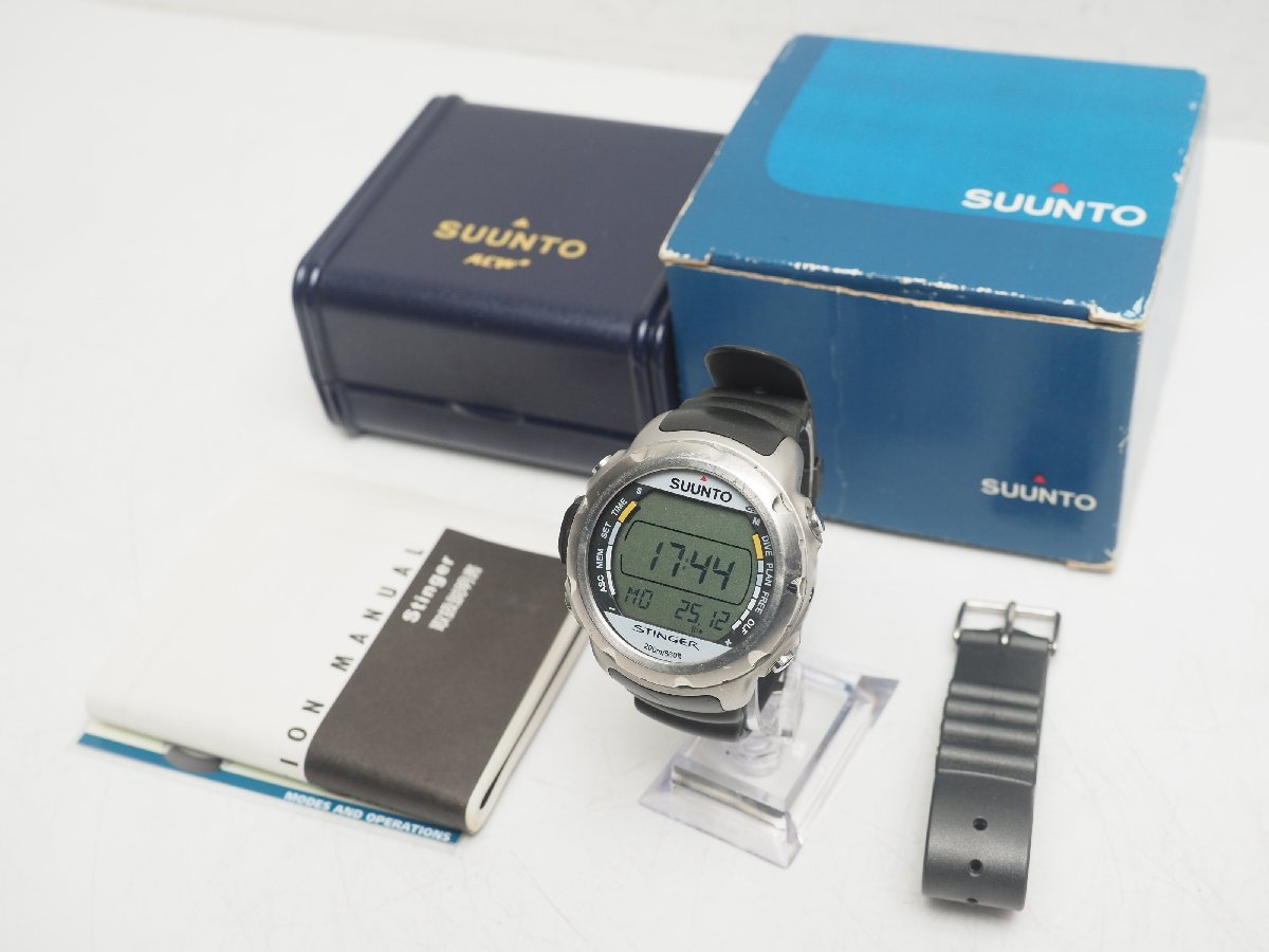 USED SUUNTO スント STINGER スティンガー ダイブコンピューター バッテリー交換済 元箱 ケース 取扱説明書 延長ベルト付 [S56854]_画像5