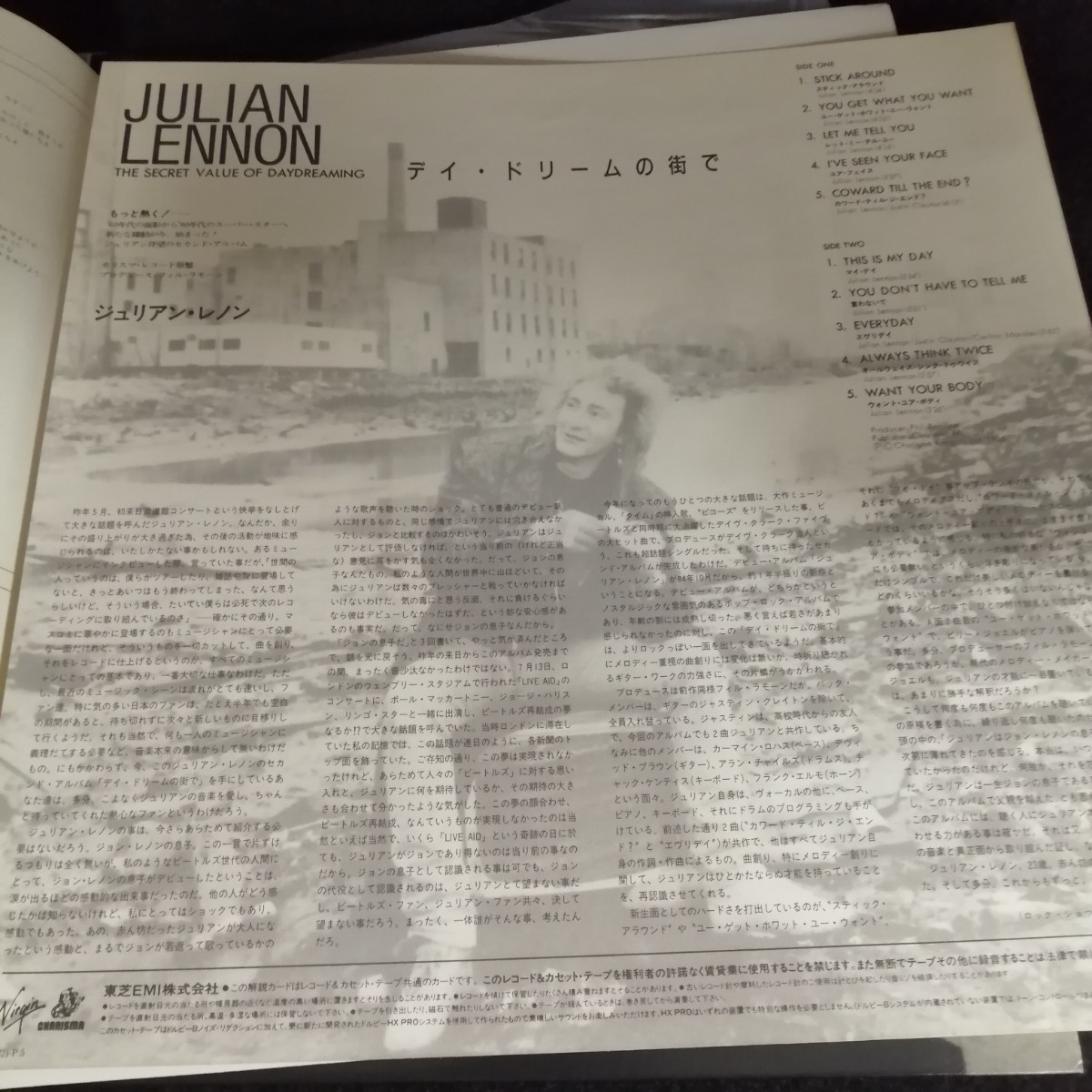 C12 中古LP 中古レコード ジュリアンレノン デイドリームの街で 帯付国内盤 28VB-1082 JULIAN LENNON the secret value of daydreaming_画像4