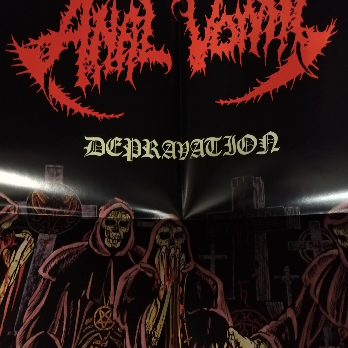 C12 中古LP 中古レコード ANAL VOMIT depravation ANTI-GOTH090 US盤 ペルー ブラックメタル ワインレッドビニール ポスター/ワッペン等付_画像7